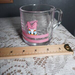 Daisy Duck Pink Clear Printed Small Cappuccino Coffee Cup Multicolor